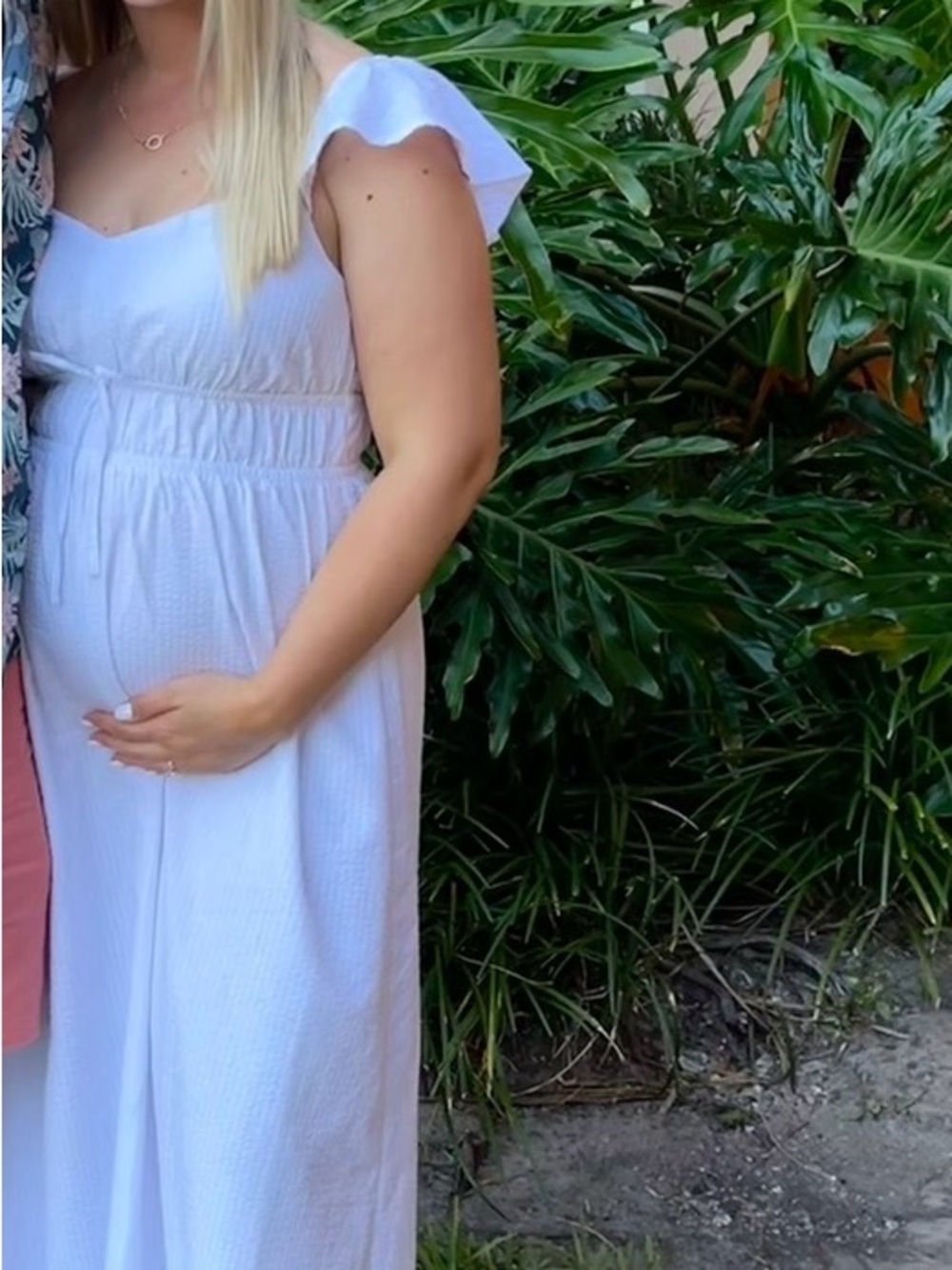 SO Light Blue Seersucker Midi Dress with Flutter Straps